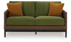 Horizon Hall Brown/Green Loveseat w/Cushion - Ornate Home