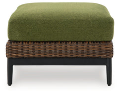 Horizon Hall Brown/Green Ottoman with Cushion - Ornate Home