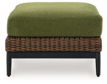Horizon Hall Brown/Green Ottoman with Cushion - Ornate Home