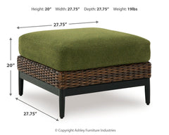 Horizon Hall Brown/Green Outdoor Sofa, 2 Lounge Chairs and 2 Ottomans - Ornate Home
