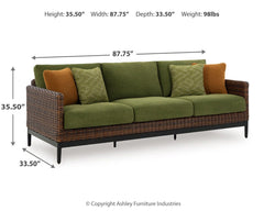 Horizon Hall Brown/Green Outdoor Sofa, 2 Lounge Chairs and 2 Ottomans - Ornate Home