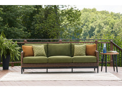 Horizon Hall Brown/Green Sofa with Cushion - Ornate Home