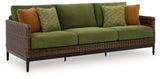 Horizon Hall Brown/Green Sofa with Cushion - Ornate Home