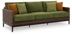Horizon Hall Brown/Green Sofa with Cushion - Ornate Home