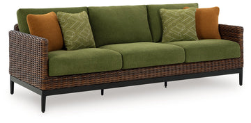 Horizon Hall Brown/Green Sofa with Cushion - Ornate Home