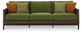Horizon Hall Brown/Green Sofa with Cushion - Ornate Home