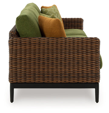 Horizon Hall Brown/Green Sofa with Cushion - Ornate Home