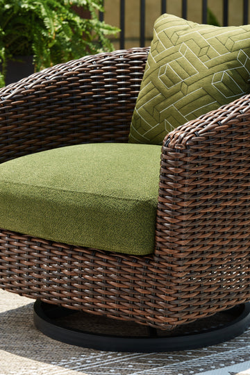 Horizon Hall Brown/Green Swivel Lounge w/ Cushion - Ornate Home