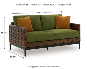 Horizon Hall Brown Outdoor Sofa, 2 Lounge Chairs, Ottoman and Coffee Table - Ornate Home