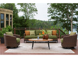 Horizon Hall Brown Outdoor Sofa, 2 Lounge Chairs, Ottoman and Coffee Table - Ornate Home