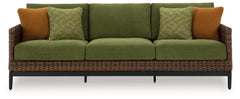 Horizon Hall Brown Outdoor Sofa, 2 Lounge Chairs, Ottoman and Coffee Table - Ornate Home