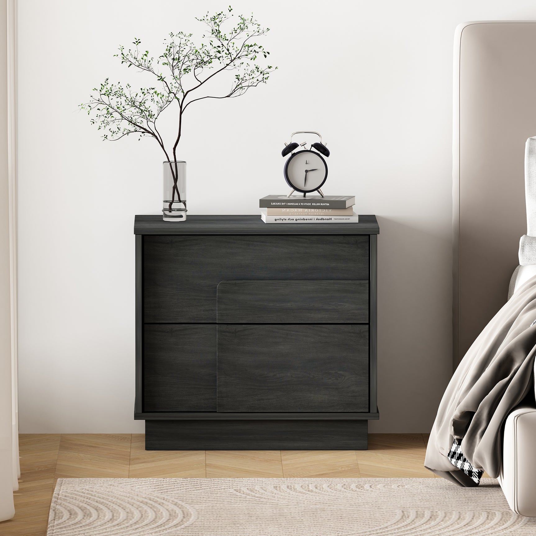 Horizon Nightstand in Charcoal Grey - Ornate Home