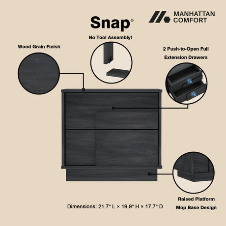 Horizon Nightstand in Charcoal Grey - Ornate Home