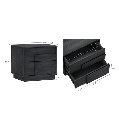 Horizon Nightstand in Charcoal Grey (set of 2) - Ornate Home