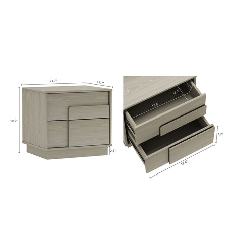 Horizon Nightstand in Whitewashed Oak (set of 2) - Ornate Home