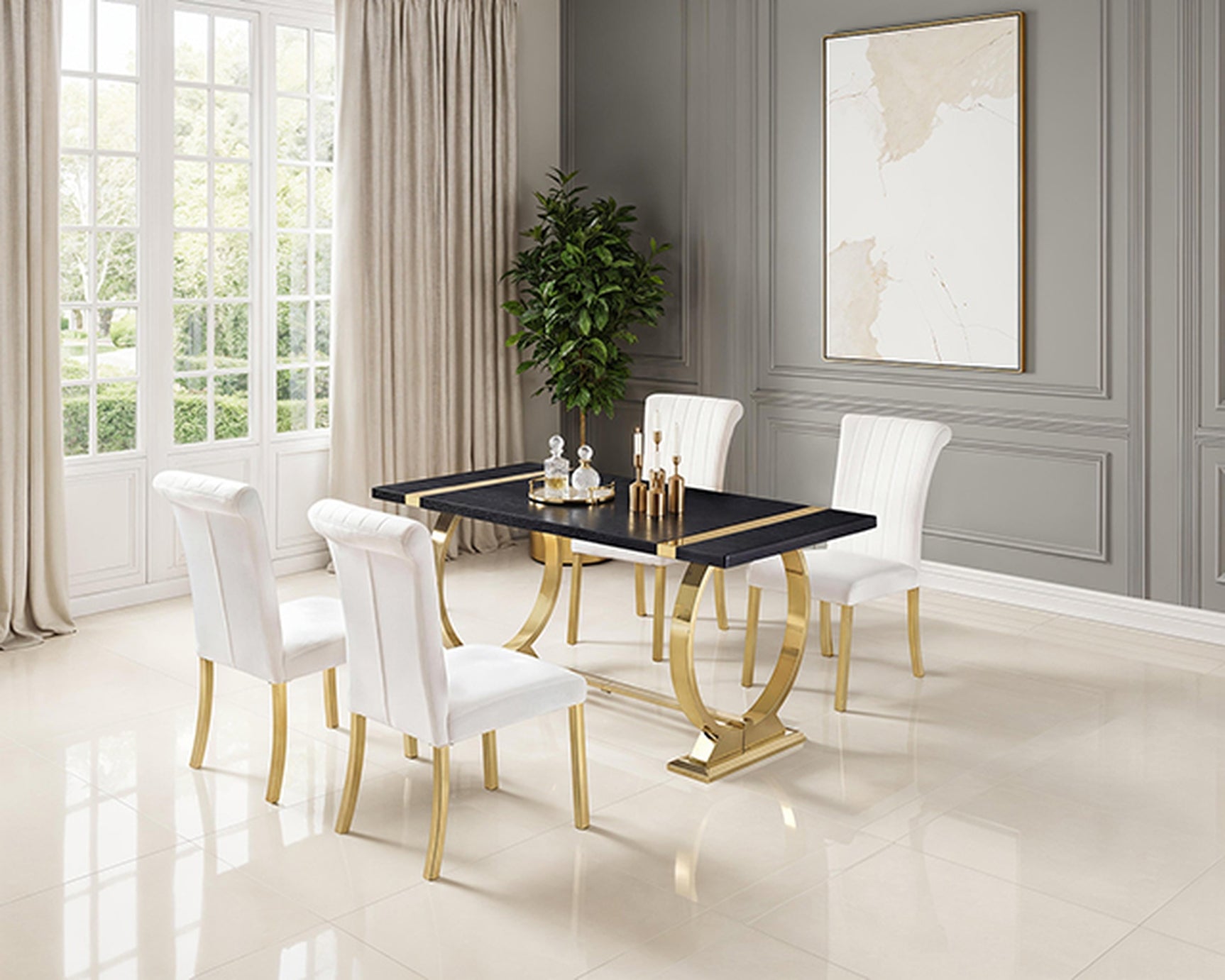 Horley Gold/Black 5 Pc. Dining Table Set - Ornate Home