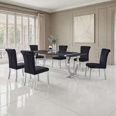 Horley Silver/Black 80" Dining Table - Ornate Home