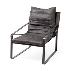 Hornet Black Leather Body Metal Frame Accent Chair - Ornate Home