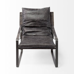 Hornet Black Leather Body Metal Frame Accent Chair - Ornate Home