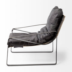 Hornet Black Leather Body Metal Frame Accent Chair - Ornate Home