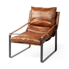 Hornet Brown/Black Leather Unibody Seat Accent Chair - Ornate Home