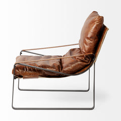 Hornet Brown/Black Leather Unibody Seat Accent Chair - Ornate Home