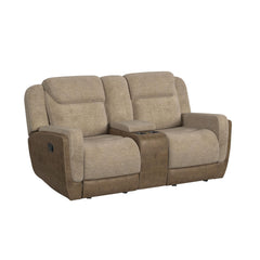 Hornet Rancho Beige Motion Glider Loveseat with Console - Ornate Home