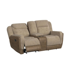 Hornet Rancho Beige Motion Glider Loveseat with Console - Ornate Home