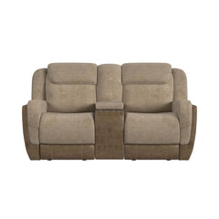 Hornet Rancho Beige Motion Glider Loveseat with Console - Ornate Home