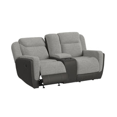 Hornet Rancho Grey Motion Glider Loveseat with Console - Ornate Home