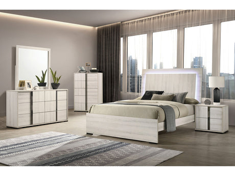 Horten Whitewash Queen 4 Piece Bedroom Set - Ornate Home