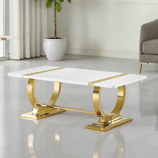 Horve Gold/White Coffee Table - Ornate Home