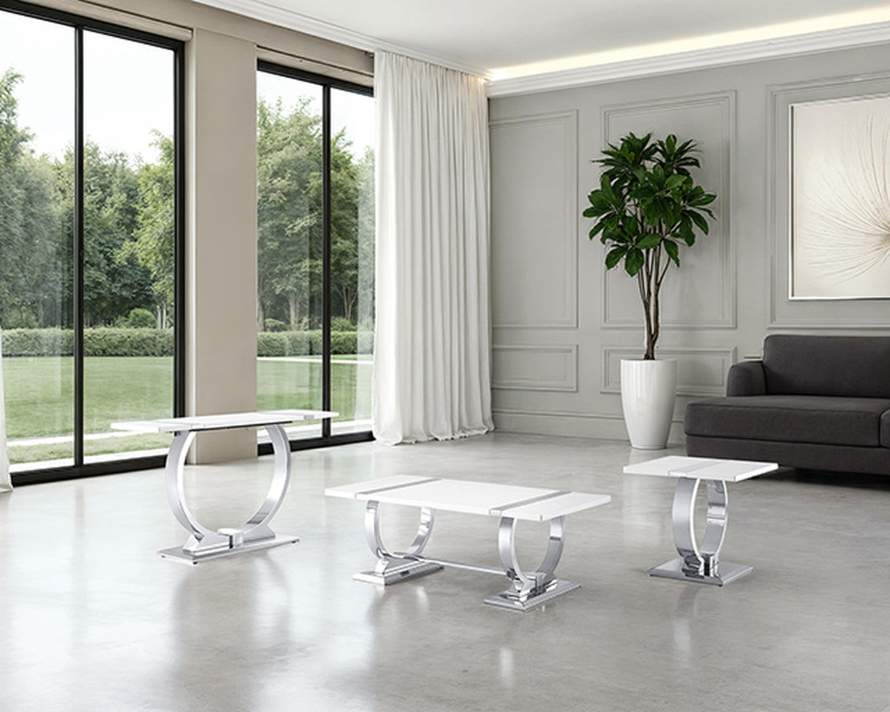 Horve Silver/White Coffee Table
