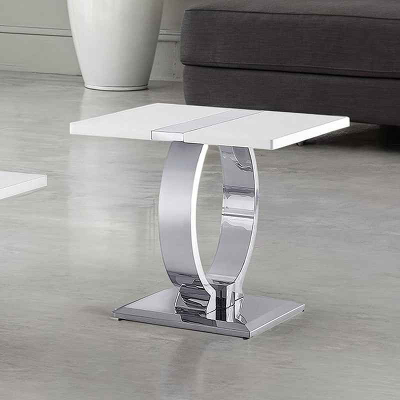 Horve Silver/White End Table