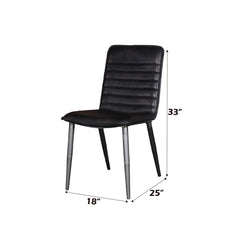 Hosmer Black Top Grain Leather & Antique Black Side Chair - Ornate Home
