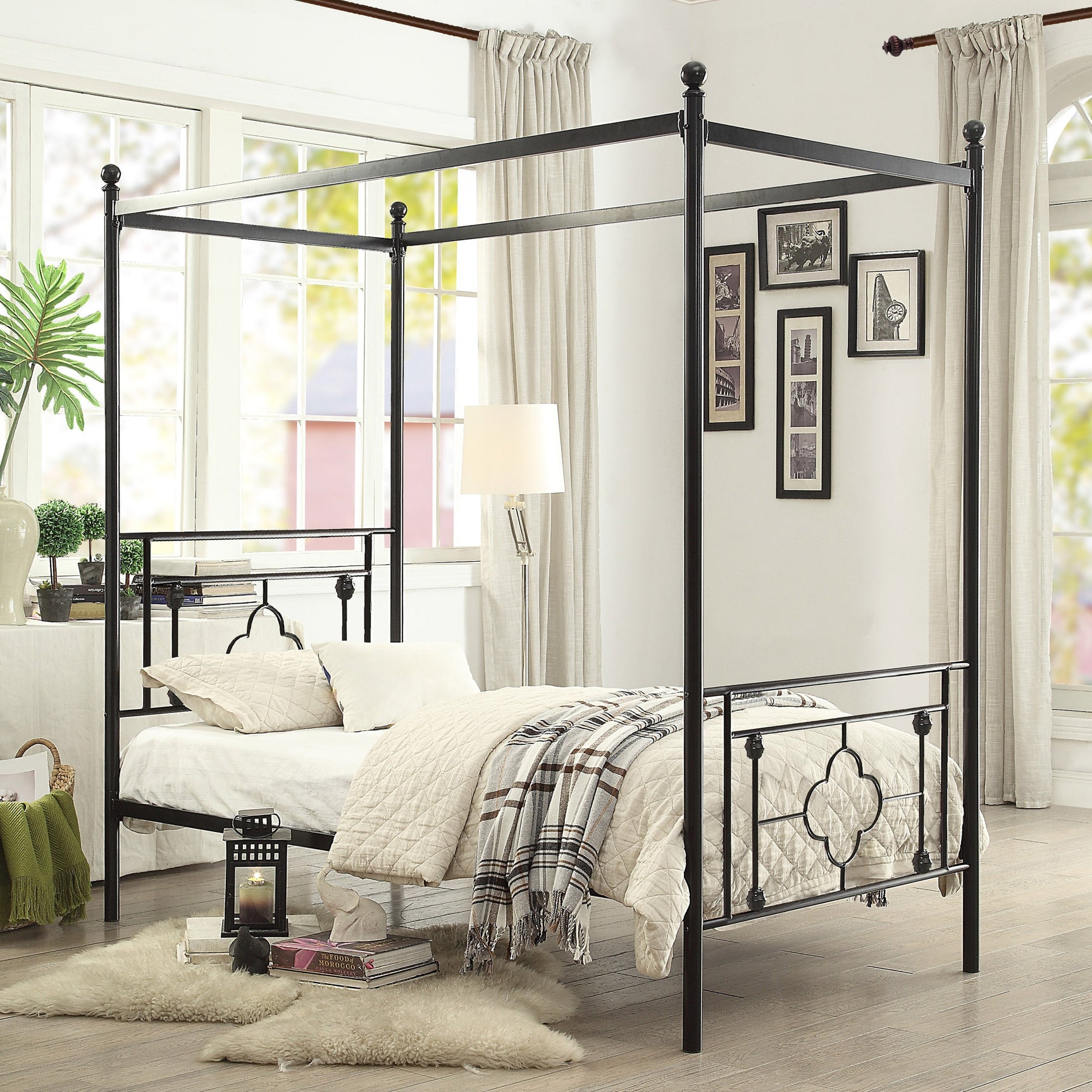 Hosta Black Twin Platform Bed - Ornate Home