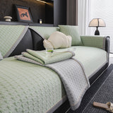 Houndstooth Ice Silk Breathable Sofa Cover, Modern Non-Slip Summer Couch Protector - Ornate Home