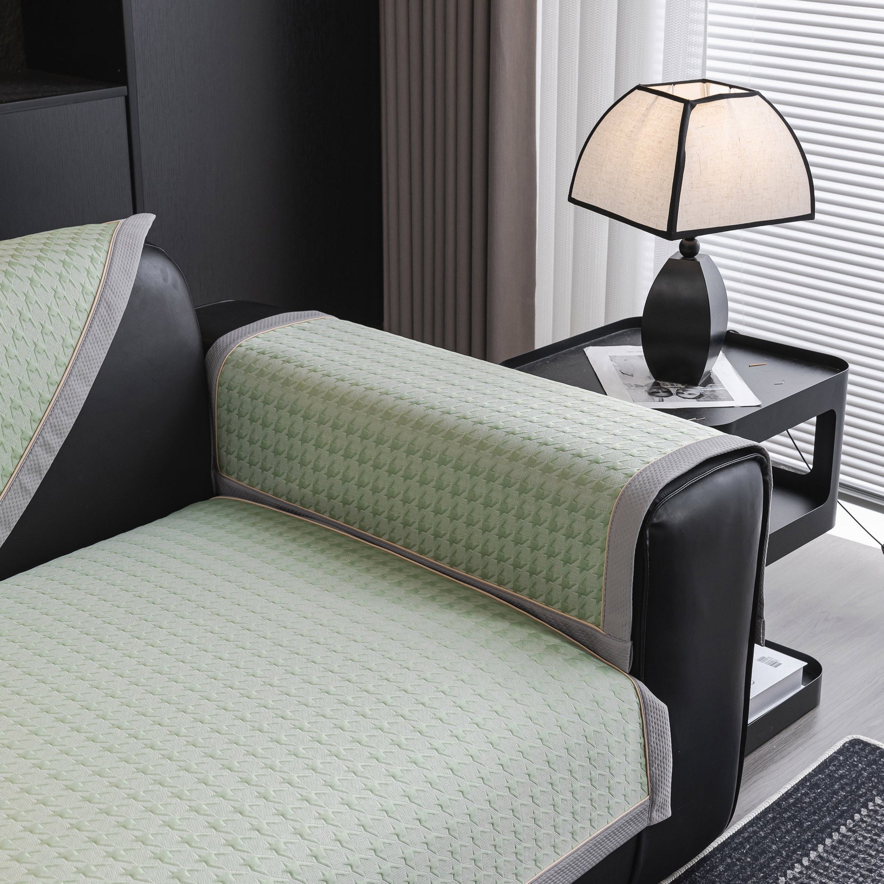 Houndstooth Ice Silk Breathable Sofa Cover, Modern Non-Slip Summer Couch Protector - Ornate Home