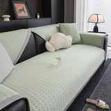 Houndstooth Ice Silk Breathable Sofa Cover, Modern Non-Slip Summer Couch Protector - Ornate Home