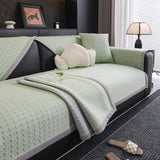Houndstooth Ice Silk Breathable Sofa Cover, Modern Non-Slip Summer Couch Protector - Ornate Home