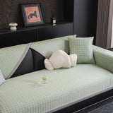 Houndstooth Ice Silk Breathable Sofa Cover, Modern Non-Slip Summer Couch Protector - Ornate Home