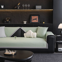 Houndstooth Ice Silk Breathable Sofa Cover, Modern Non-Slip Summer Couch Protector - Ornate Home