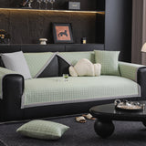 Houndstooth Ice Silk Breathable Sofa Cover, Modern Non-Slip Summer Couch Protector - Ornate Home