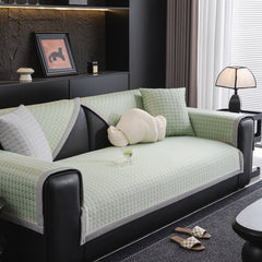 Houndstooth Ice Silk Breathable Sofa Cover, Modern Non-Slip Summer Couch Protector - Ornate Home
