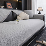 Houndstooth Ice Silk Breathable Sofa Cover, Modern Non-Slip Summer Couch Protector - Ornate Home