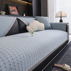 Houndstooth Ice Silk Breathable Sofa Cover, Modern Non-Slip Summer Couch Protector - Ornate Home