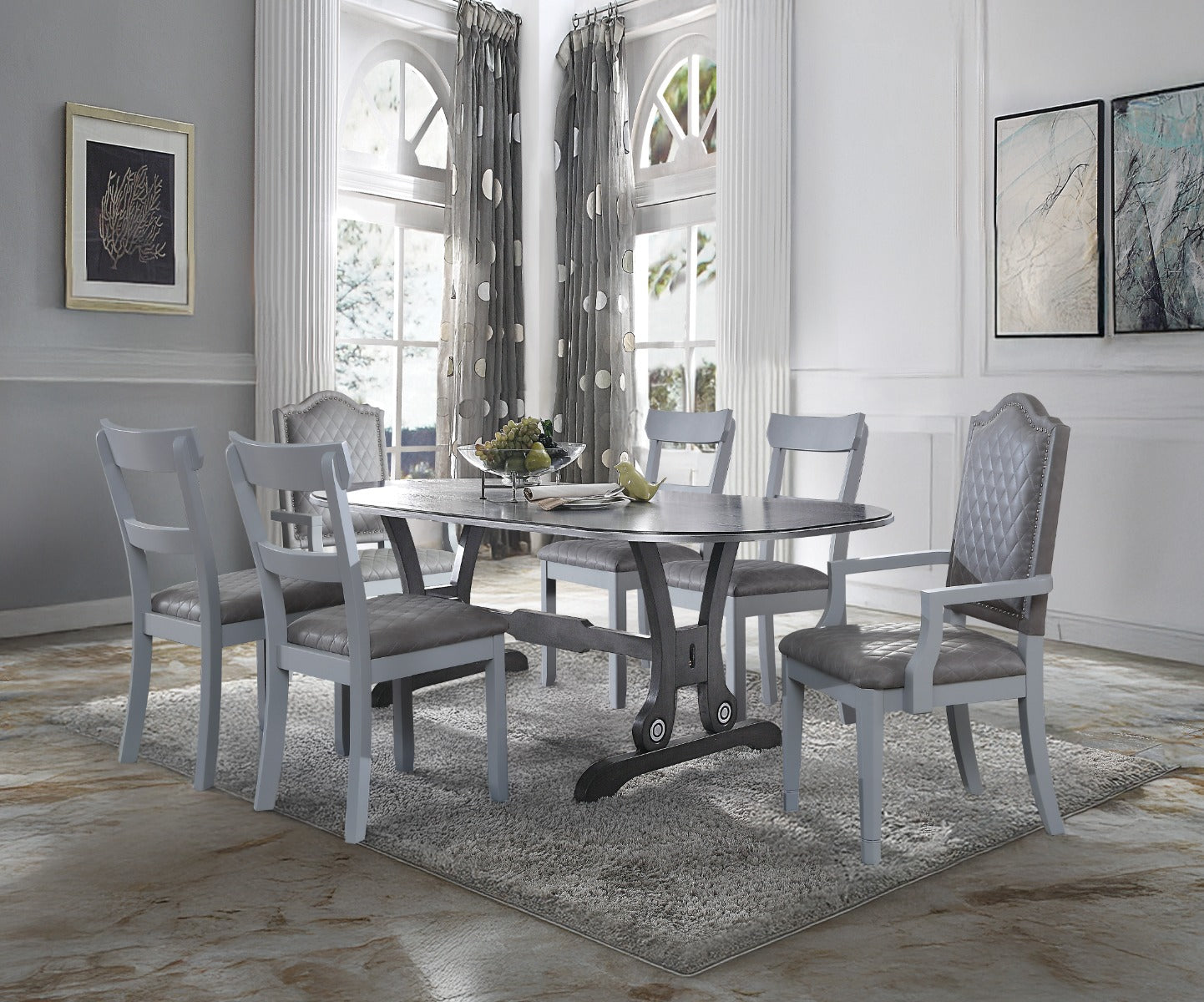 House Beatrice Dining Table in Charcoal 68810 - Ornate Home