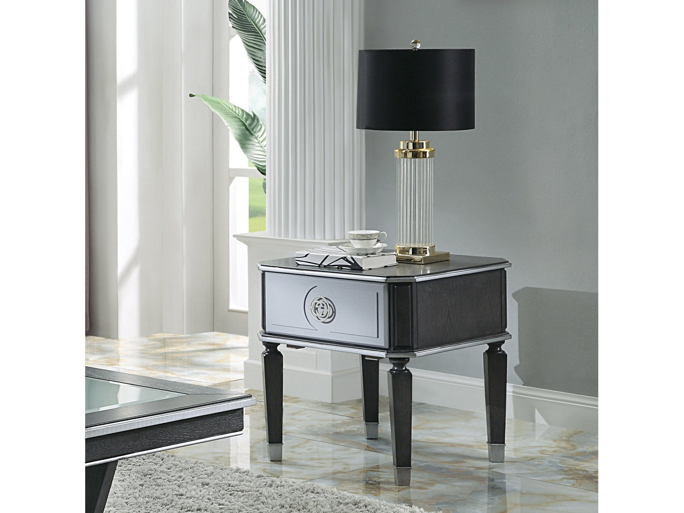 House Beatrice End Table in Charcoal - Ornate Home