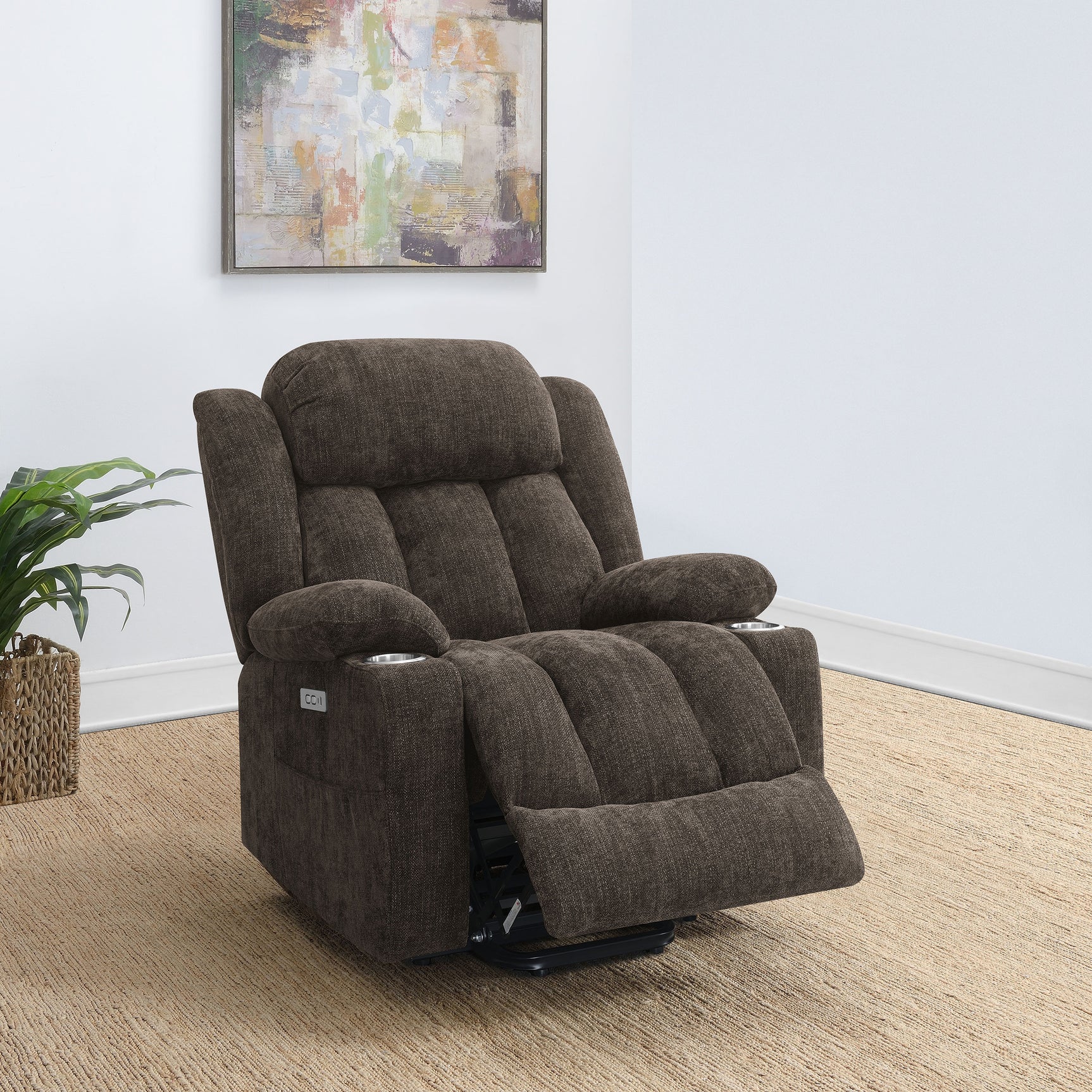 Houston Dark Brown Power Lift Recliner - Ornate Home