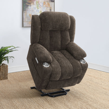 Houston Dark Brown Power Lift Recliner - Ornate Home